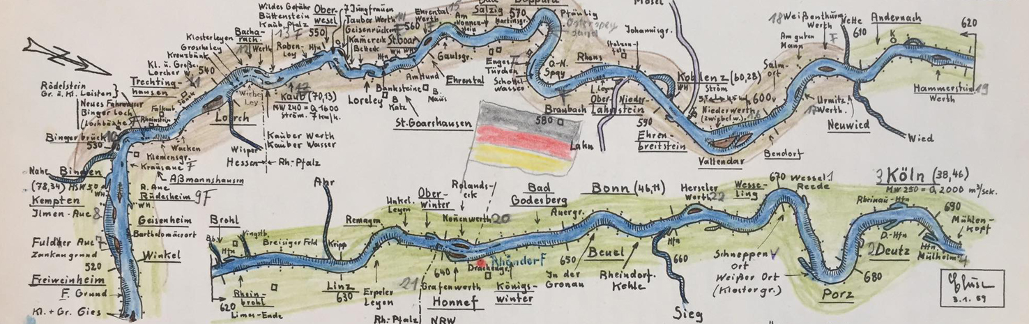 Der Rhein -Vermessung – Kilometrierung – Zalu.de